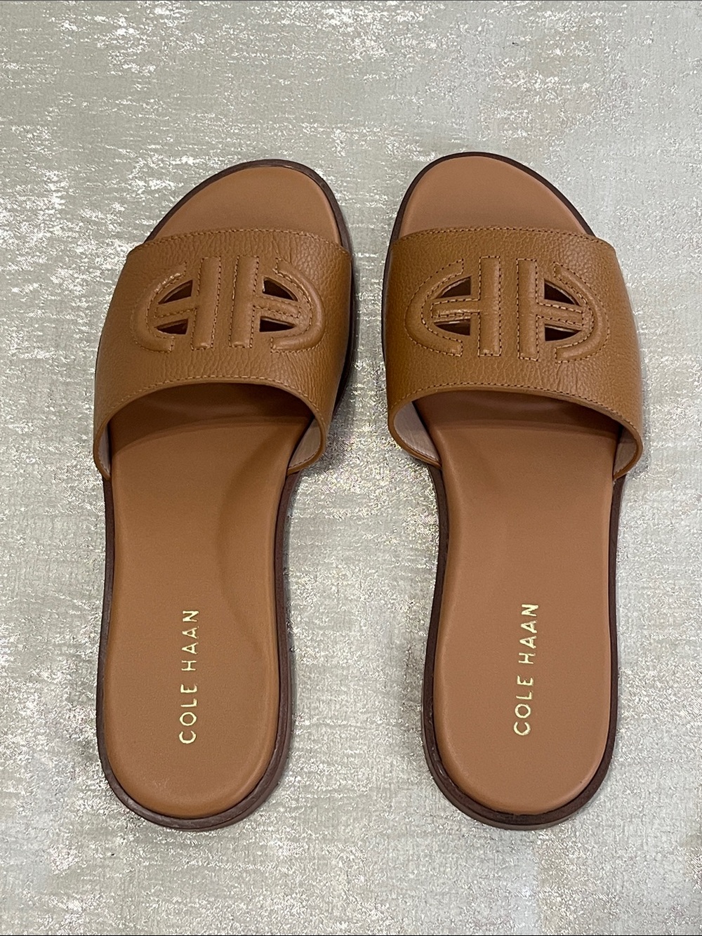 Cole Haan Leather Flynn Slide Sandals with Signature Cutout